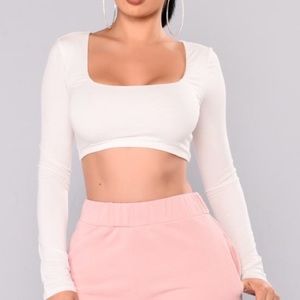 White cropped long sleeve